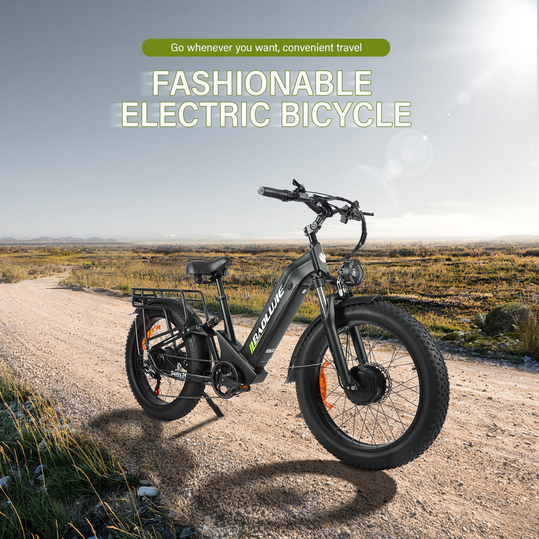 (B - side - 2402)Peak 3000W Electric Bike for Aadults, AWD Dual Motor Ebike with Full Suspension Head & Rear Light Electric Mountain Dirt Bicycle (Dual Motor ebike Black 3) - baolujieebikes