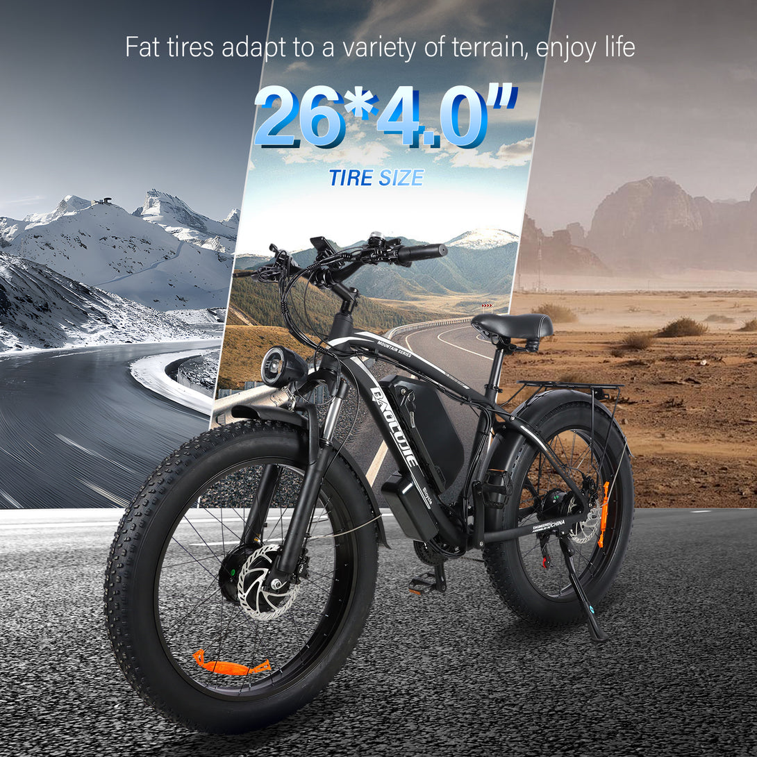 Baolujie 2602 Dual Motor Electric Mountain Bike 48V 23AH Max Speed 55KM/H 26*4'' Fat tire Adult off - road - baolujieebikes