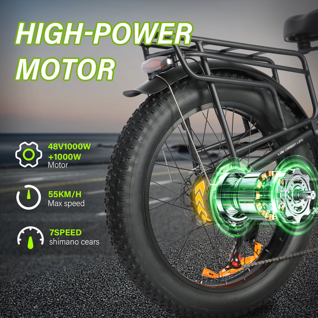 (B - side - 2402)Peak 3000W Electric Bike for Aadults, AWD Dual Motor Ebike with Full Suspension Head & Rear Light Electric Mountain Dirt Bicycle (Dual Motor ebike Black 3) - baolujieebikes