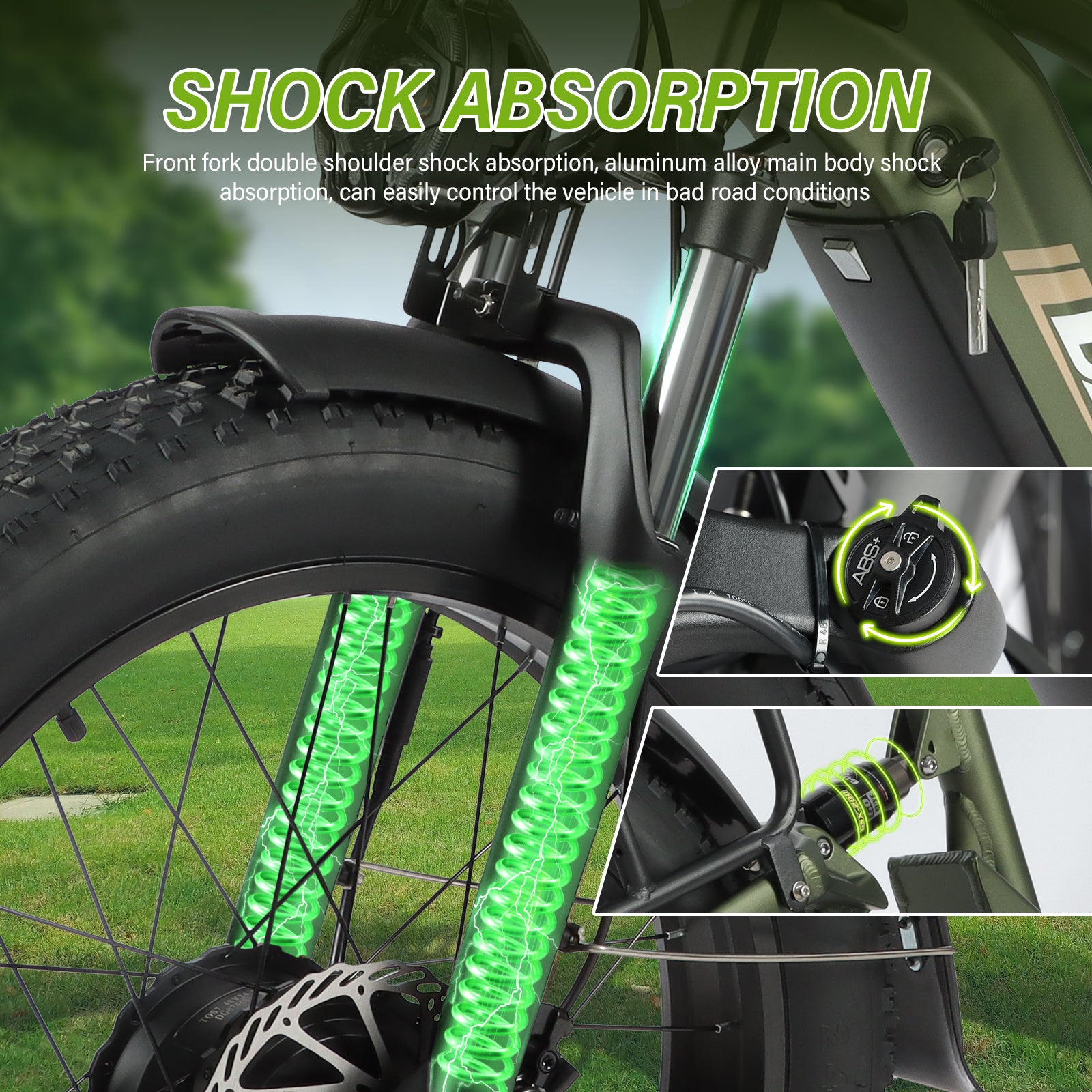 (b - side - 2401)P2 AWD Electric Bike for Adults 4000W 35MPH 53V23AH Battery | Hydraulic Disc Brakes | ShiMN 21 Speed | 20''×4.0 Fat Tire Ebike | Adjustive Suspension Fork Electric Mountain Bike - baolujieebikes