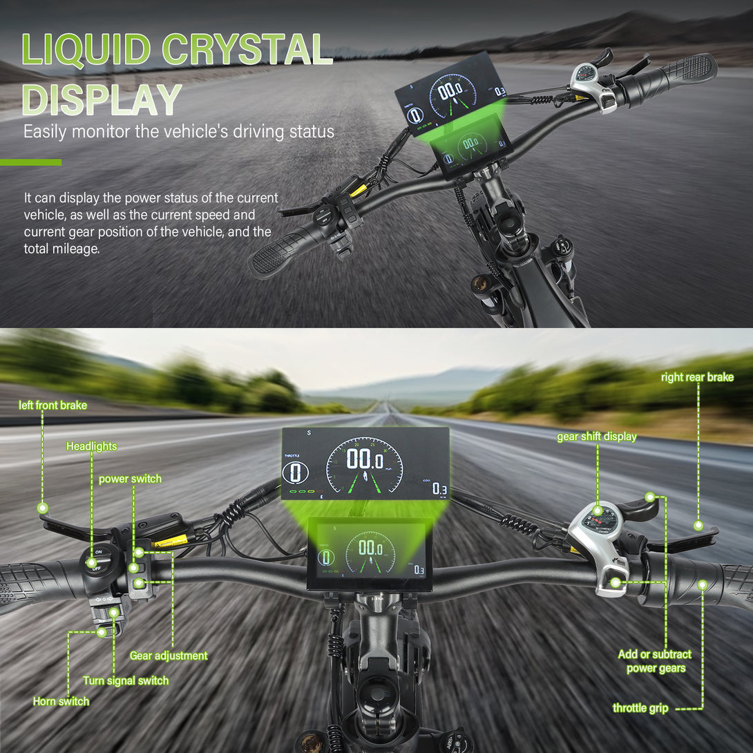 (B - side - 2402)Peak 3000W Electric Bike for Aadults, AWD Dual Motor Ebike with Full Suspension Head & Rear Light Electric Mountain Dirt Bicycle (Dual Motor ebike Black 3) - baolujieebikes