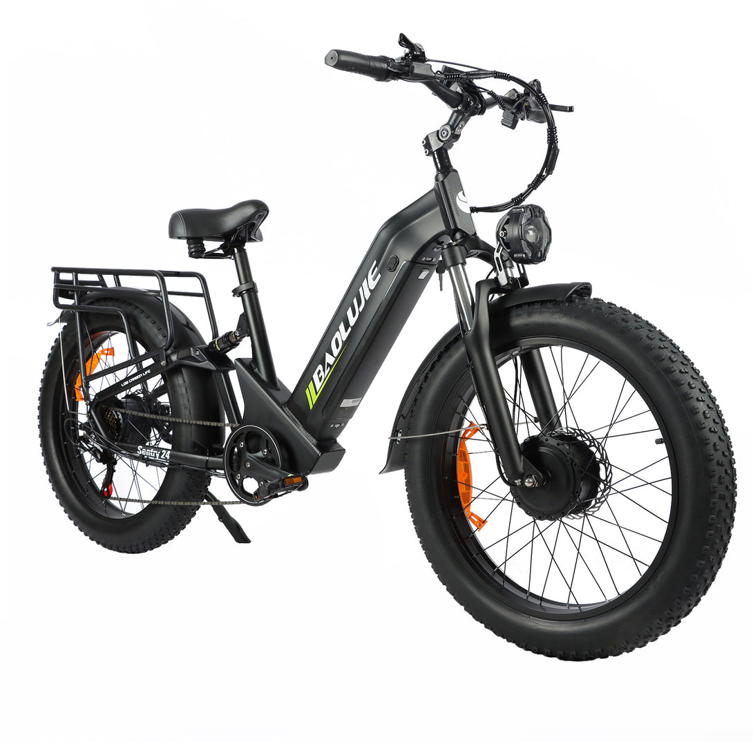 (B - side - 2402)Peak 3000W Electric Bike for Aadults, AWD Dual Motor Ebike with Full Suspension Head & Rear Light Electric Mountain Dirt Bicycle (Dual Motor ebike Black 3) - baolujieebikes