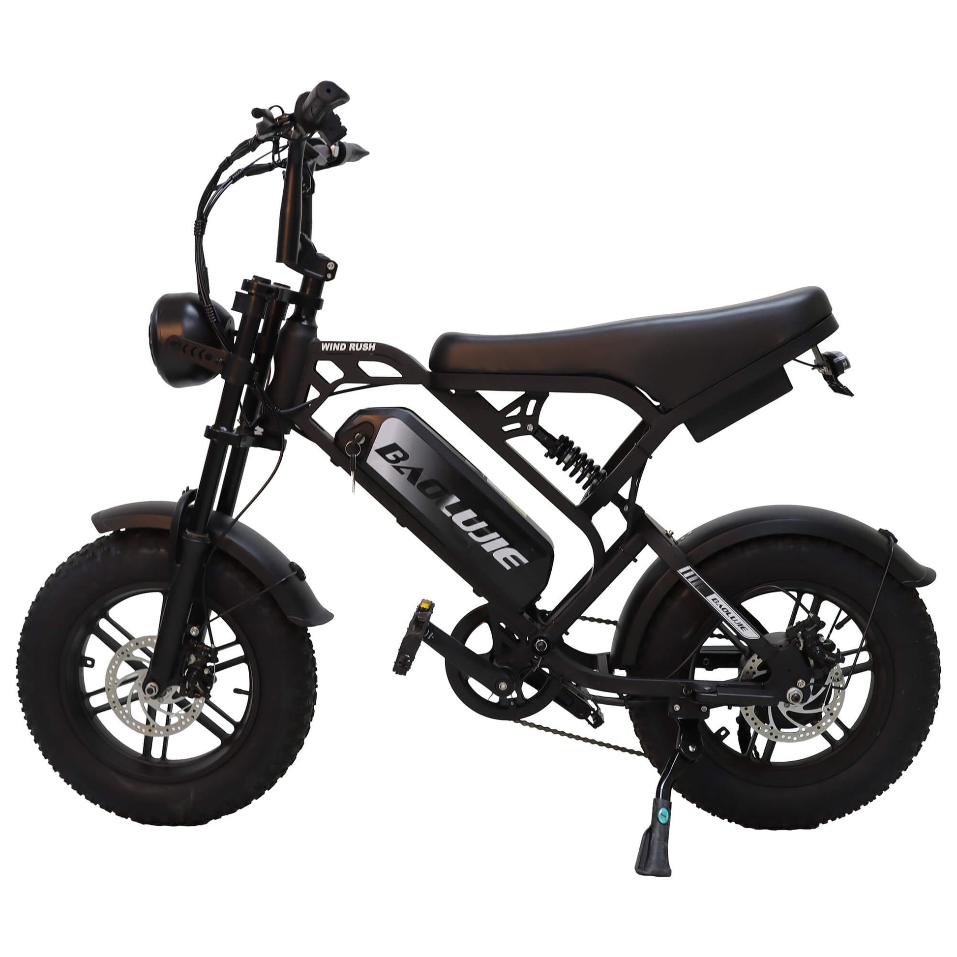 BAOLUJIE F2 - 16" Fat Tire Electric Mini Bike | 500W Full Suspension Moped Style E - Bike (48V 13Ah) - BAOLUJIE