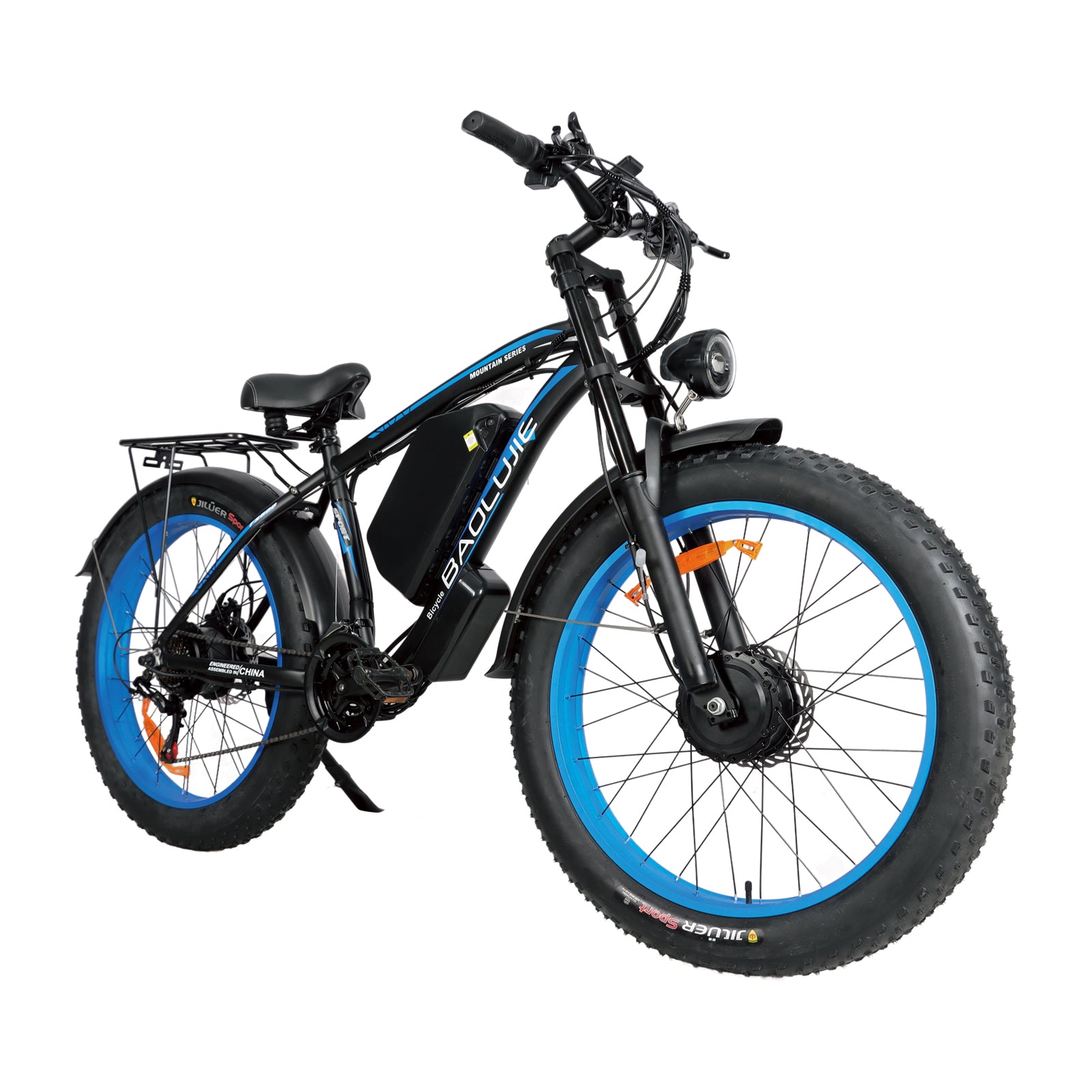 （B - side - 2602pro）AWD Electric Bike for Adults Peak 4000W 38MPH | 53V32AH Battery |100Miles Range| Hydraulic Disc Brakes|ShiMN 21 Speed | UL Certified | Adjustive Suspension 26''×4.0 Fat Tire Ebike - baolujieebikes
