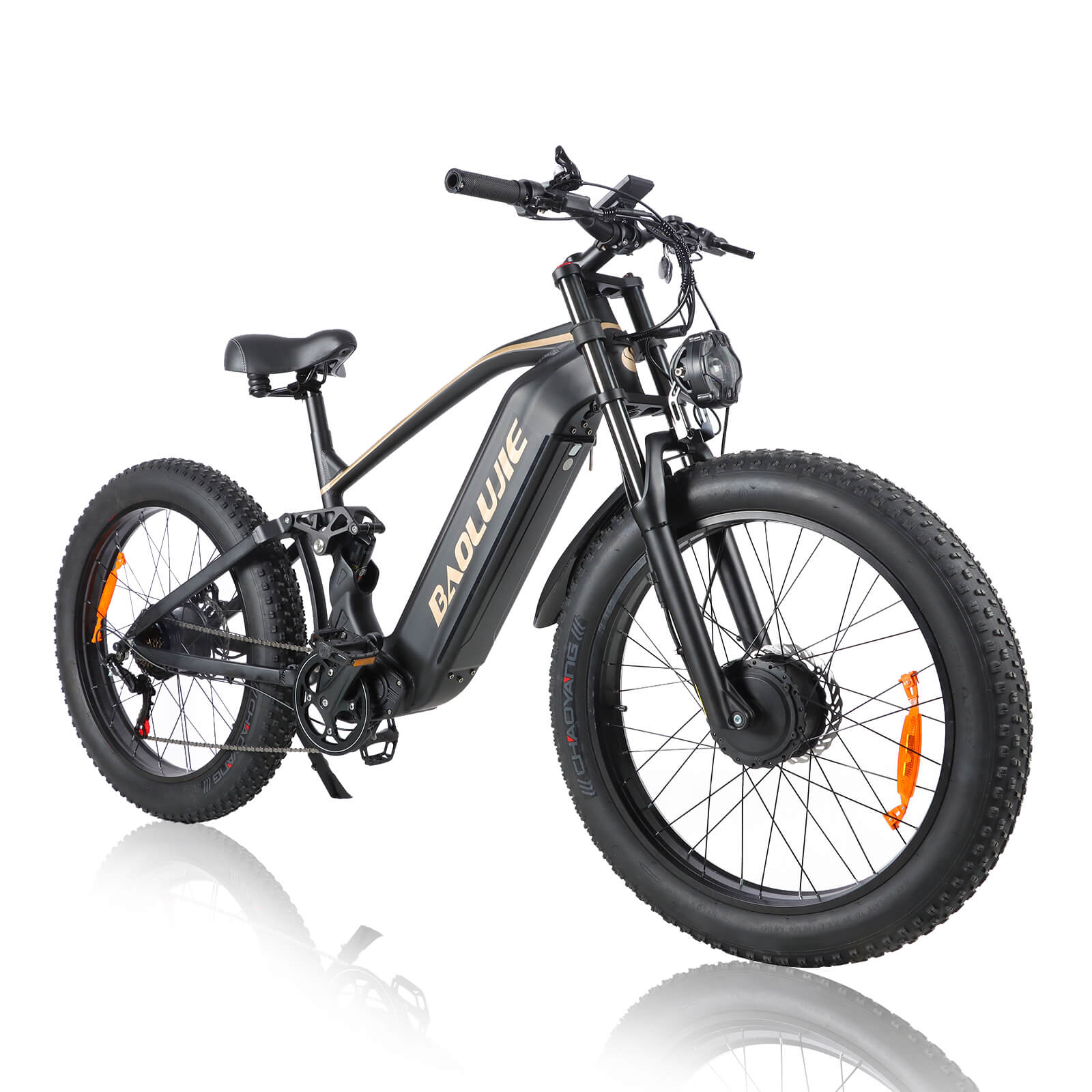 BAOLUJIE P2 - 52V 3000W Dual Motor AWD E - Bike | 26" Fat Tire Full Suspension Electric Mountain Bike (23Ah Battery) - BAOLUJIE