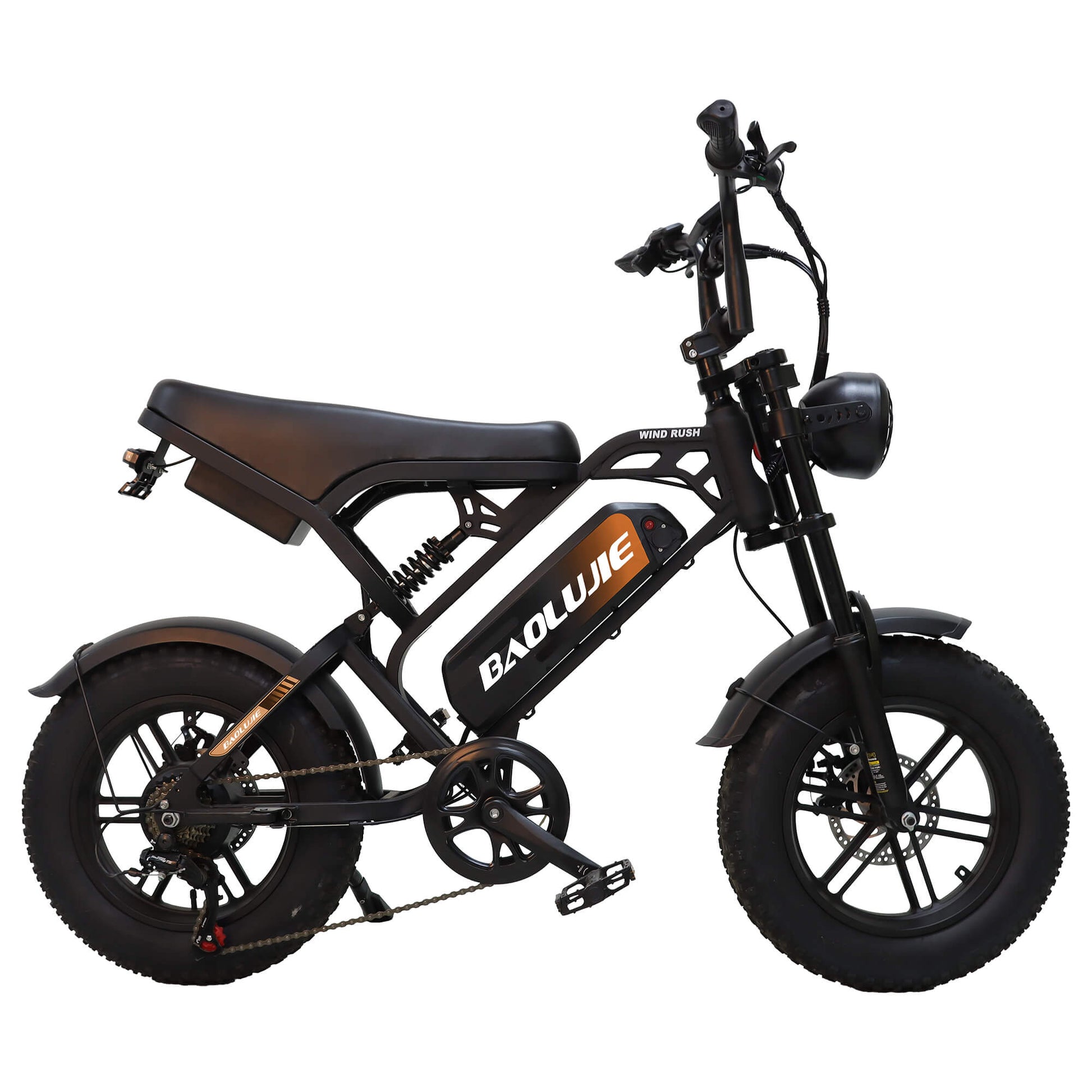 BAOLUJIE F2 - 16" Fat Tire Electric Mini Bike | 500W Full Suspension Moped Style E - Bike (48V 13Ah) - BAOLUJIE