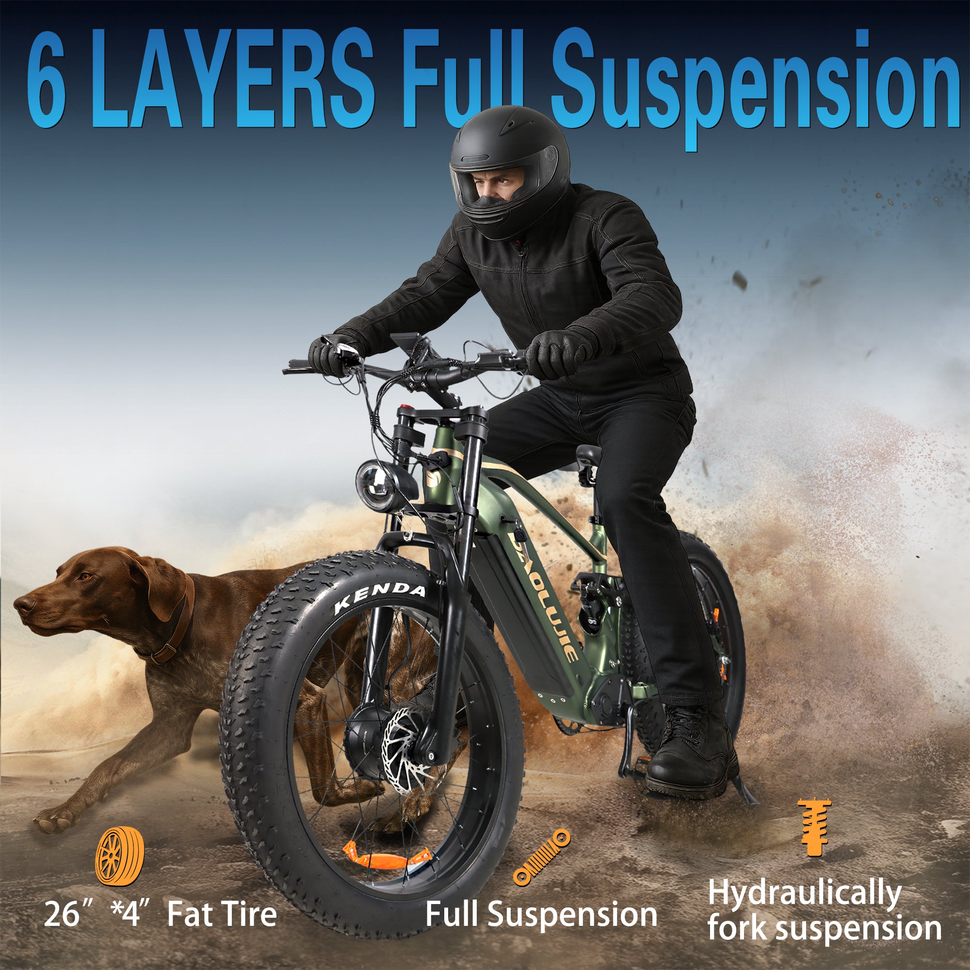 Baolujie Warrior Dual Motor Electric Mountain Bike 1500W Dual Motors Up to 36MPH 26*4 FatTire Mountain off - road electric bicycle - baolujieebikes