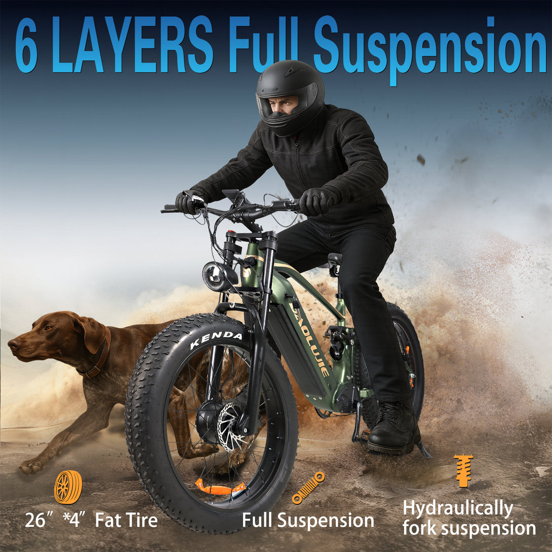 Baolujie Warrior Dual Motor Electric Mountain Bike 1500W Dual Motors Up to 36MPH 26*4 FatTire Mountain off - road electric bicycle - baolujieebikes