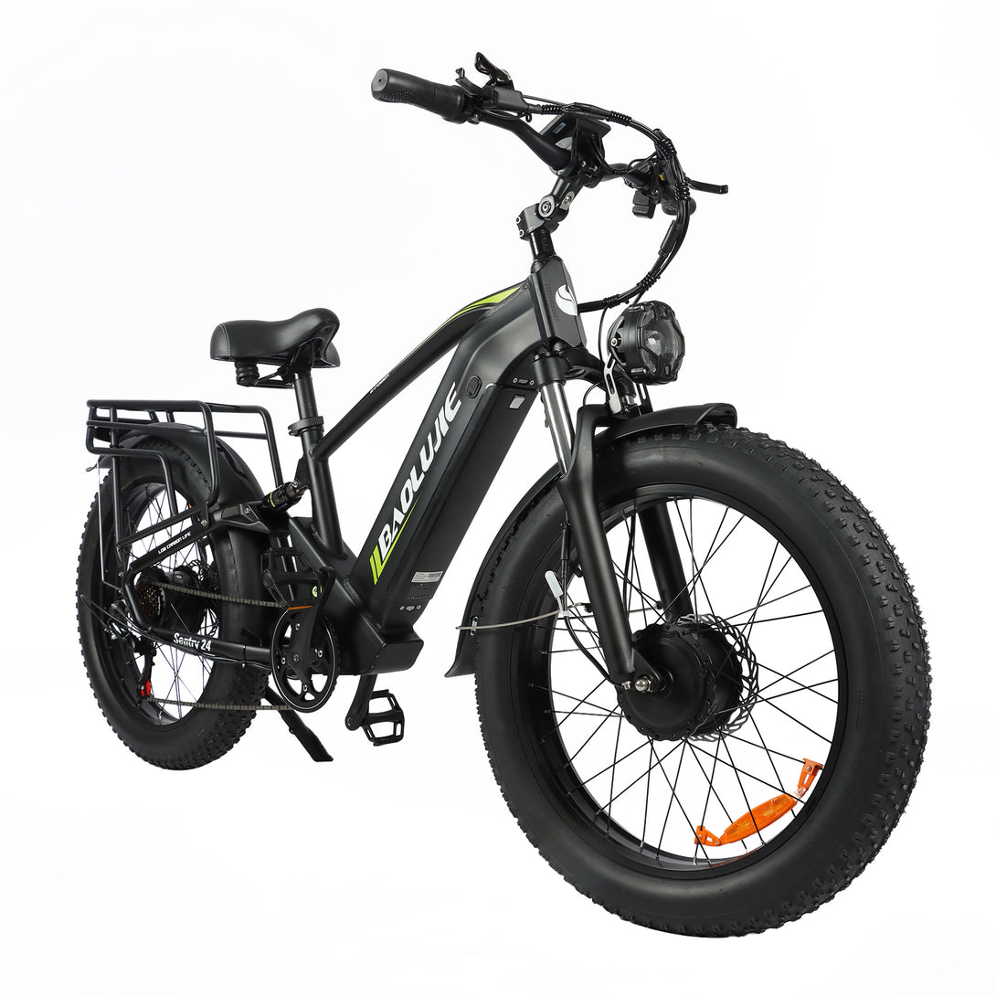 (b - side - 2401)P2 AWD Electric Bike for Adults 4000W 35MPH 53V23AH Battery | Hydraulic Disc Brakes | ShiMN 21 Speed | 20''×4.0 Fat Tire Ebike | Adjustive Suspension Fork Electric Mountain Bike - baolujieebikes