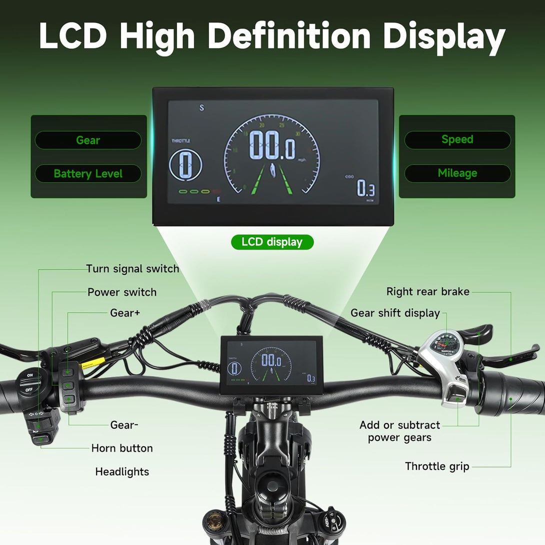 baolujie 2402 Peak 3000W Electric Bike for Aadults, AWD Dual Motor Ebike with Full Suspension Head & Rear Light Electric Mountain Dirt Bicycle (Dual Motor ebike Black 3) - baolujieebikes