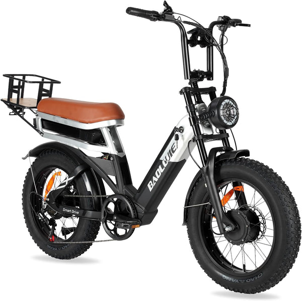 baolujie E Bikes for Adults Electric: E-Bikes Peak 1500W 48V 30Ah Removable Battery Bike Electric, Max 35MPH 120 Mile 20 Inch 7 Speed Fast Bicycle with Basket (Black White) Visit the SPBSVDT Store