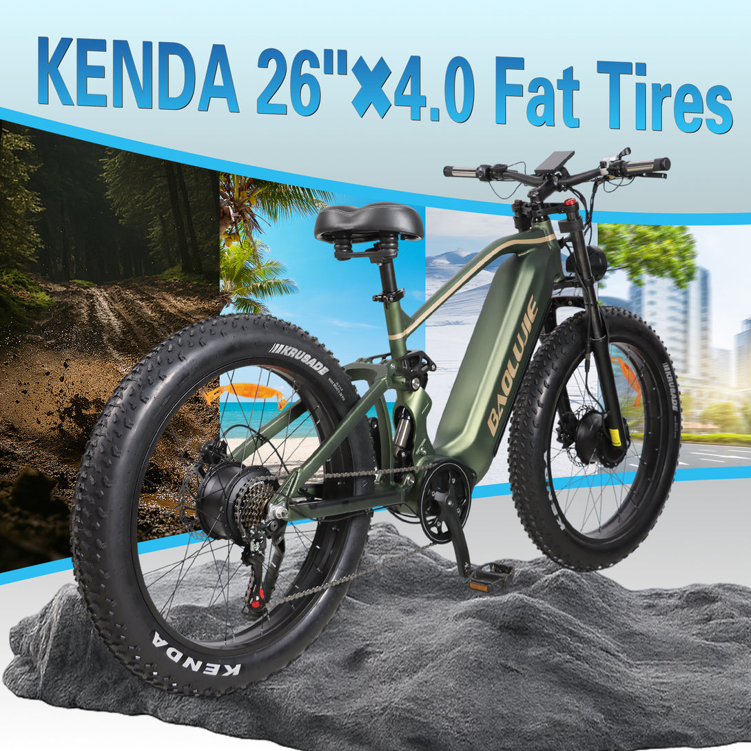 Baolujie Warrior Dual Motor Electric Mountain Bike 1500W Dual Motors Up to 36MPH 26*4 FatTire Mountain off - road electric bicycle - baolujieebikes