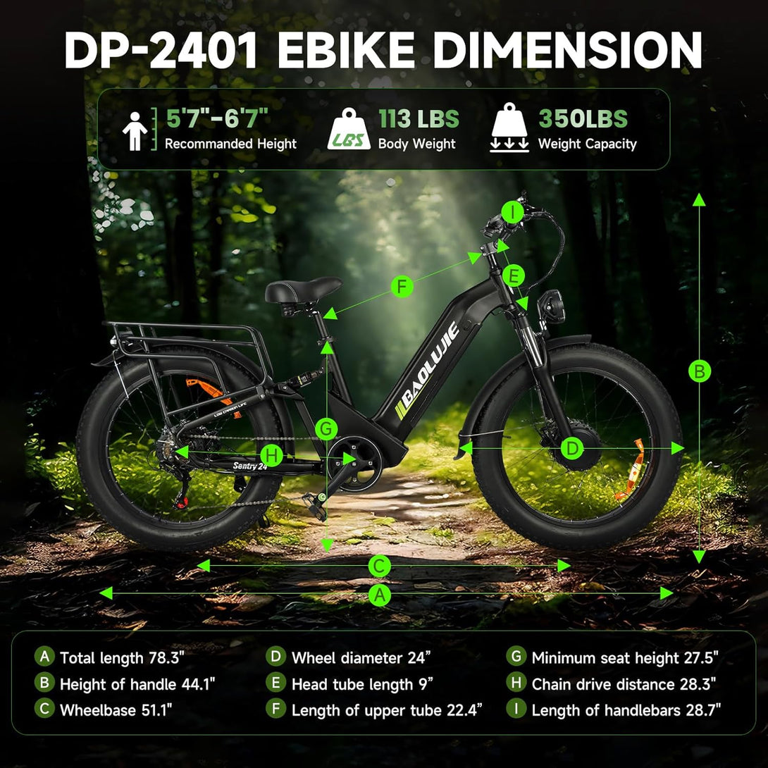 baolujie 2402 Peak 3000W Electric Bike for Aadults, AWD Dual Motor Ebike with Full Suspension Head & Rear Light Electric Mountain Dirt Bicycle (Dual Motor ebike Black 3) - baolujieebikes