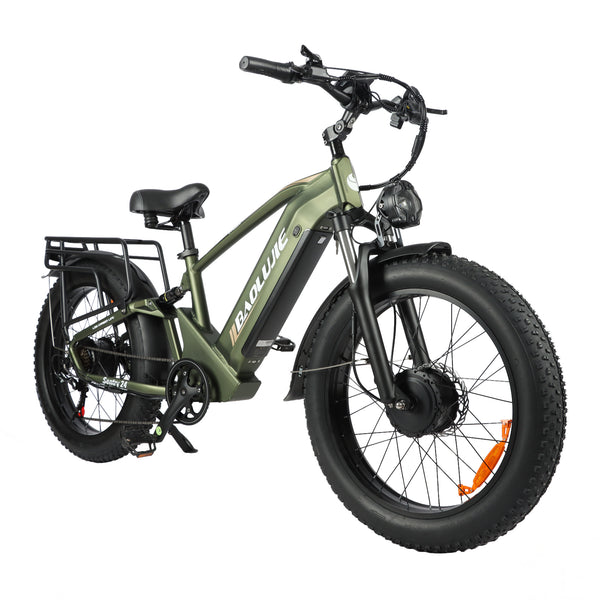 (b-side-2401)Baolujie  Dual-Motor Electric Mountain Bike, 48V, 23AH, 2000W, 55km/h Top Speed, 26x4'' Tire Size, Adult Outdoor Mountain Cross-Country E-Bike
