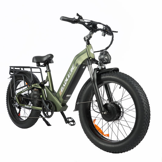 baolujie 2402 Peak 3000W Electric Bike for Aadults, AWD Dual Motor Ebike with Full Suspension Head & Rear Light Electric Mountain Dirt Bicycle (Dual Motor ebike Black 3) - baolujieebikes