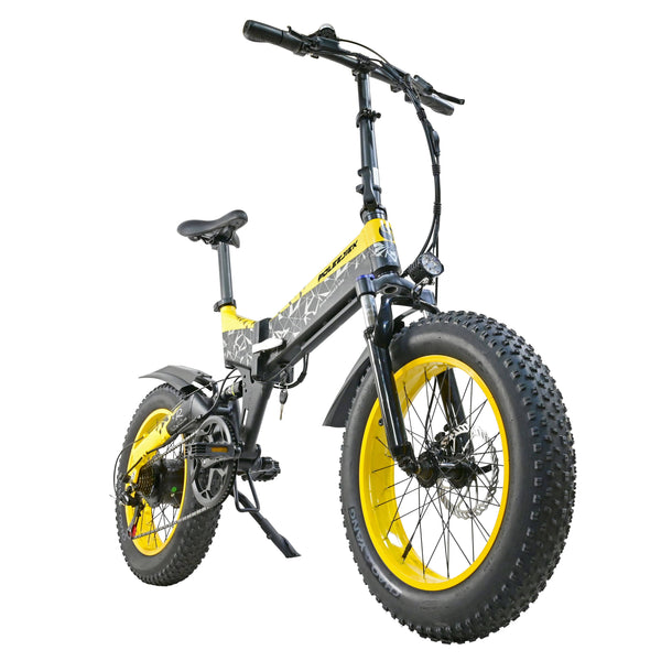 (b-side-2032)Foldable Electric Bicycle BLJ-2032 BLJ-2032 is a 500W folding electric bike with a 12AH battery, suspension fork, and fat 20x4.0 tires built for smooth commutes, short-range travel, and flexible storage.