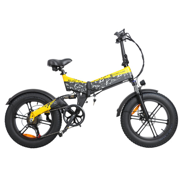 (b-side-2032)Foldable Electric Bicycle BLJ-2032 BLJ-2032 is a 500W folding electric bike with a 12AH battery, suspension fork, and fat 20x4.0 tires built for smooth commutes, short-range travel, and flexible storage.