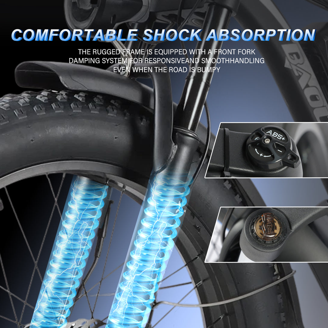 Baolujie 2602 Dual Motor Electric Mountain Bike 48V 23AH Max Speed 55KM/H 26*4'' Fat tire Adult off - road - baolujieebikes