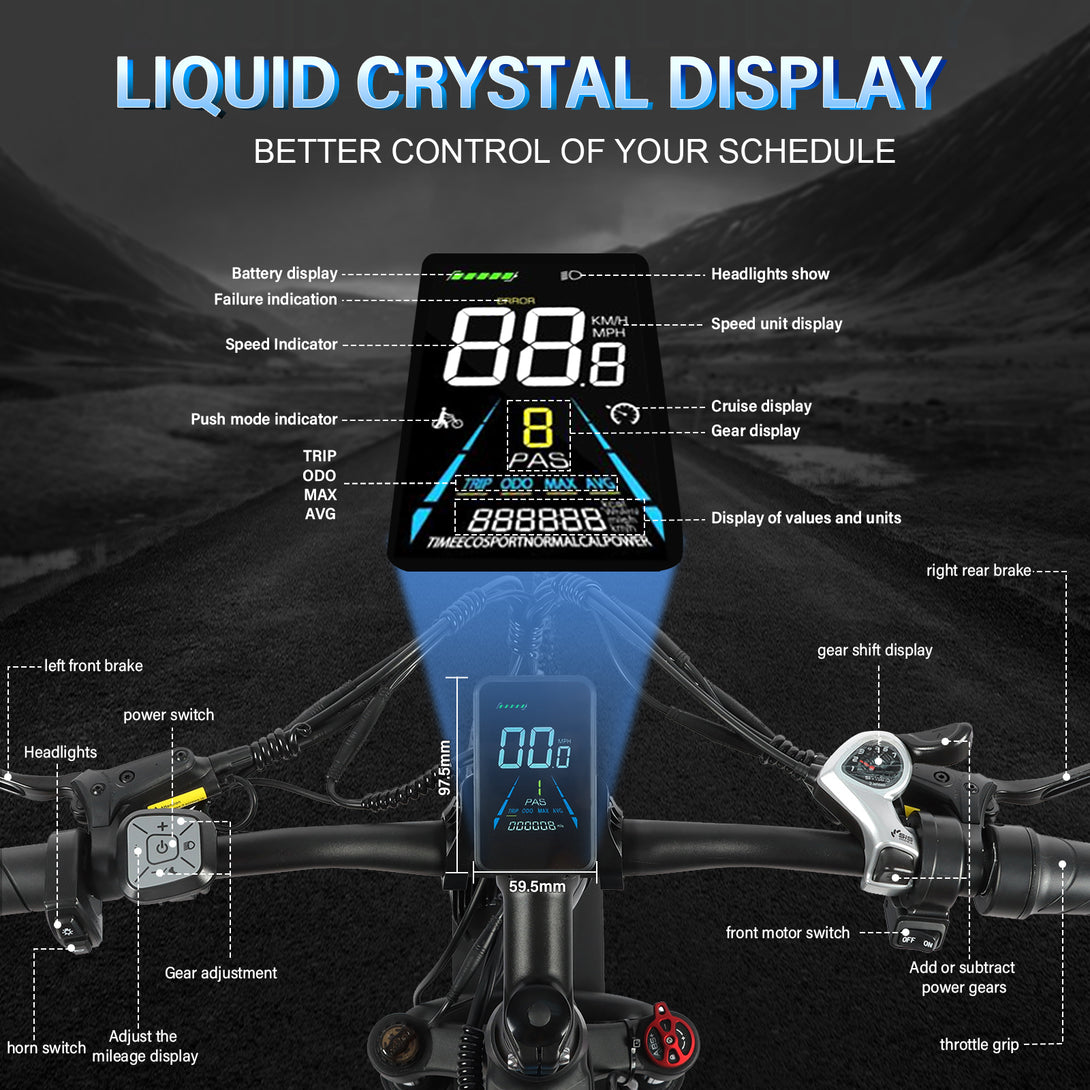 Baolujie 2602 Dual Motor Electric Mountain Bike 48V 23AH Max Speed 55KM/H 26*4'' Fat tire Adult off - road - baolujieebikes